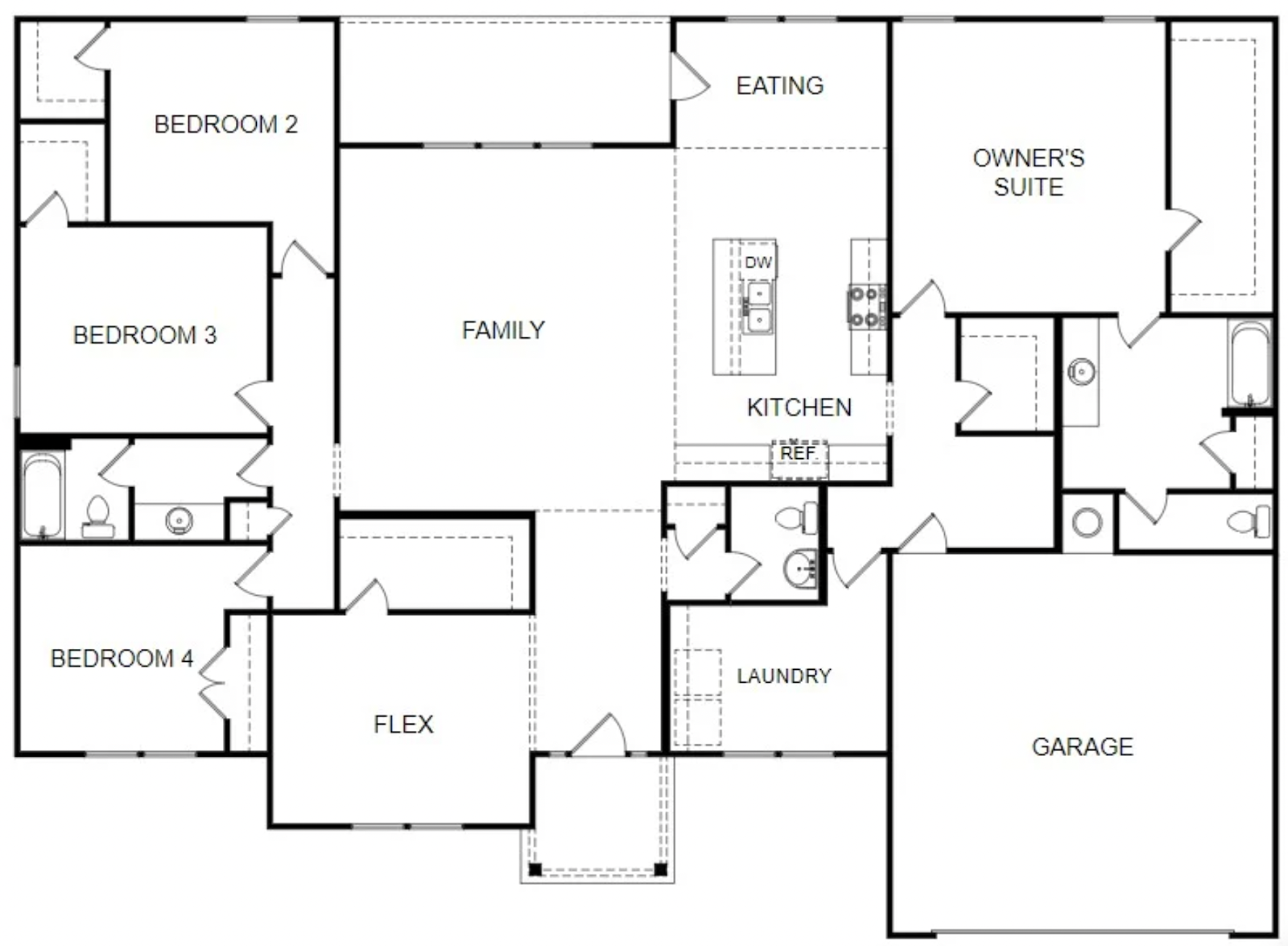 Floor Plans with Guest Bathroom | Hedgefield Homes Fort Worth Texas