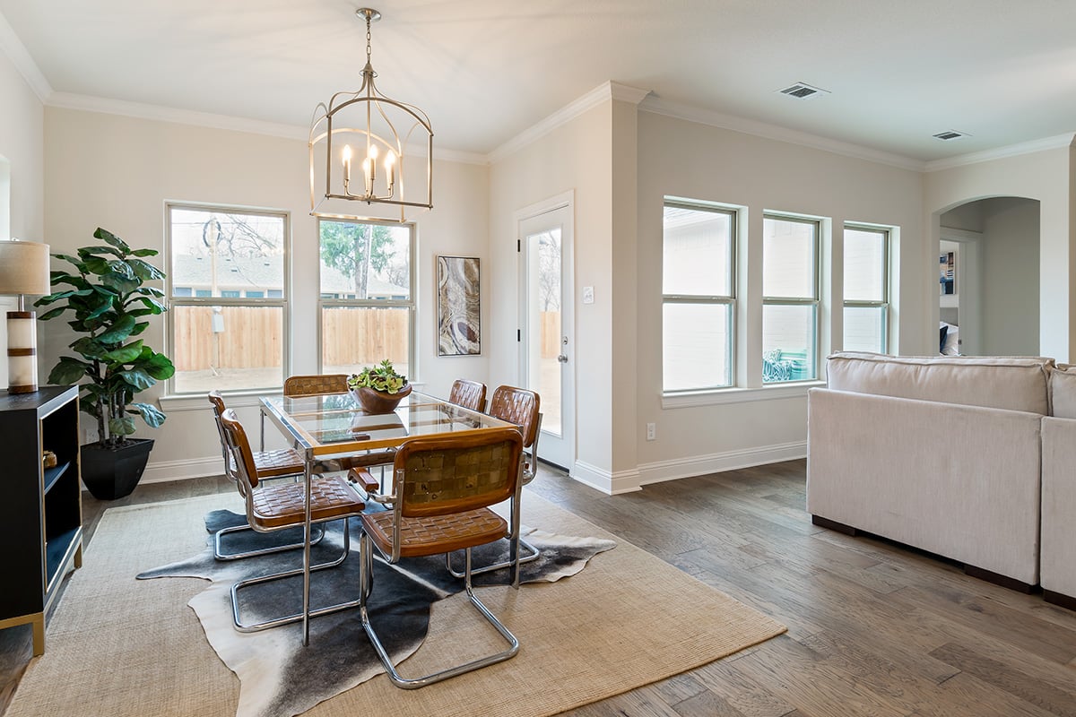 Kitchen Design: modern rattan chairs in a dining room with rug