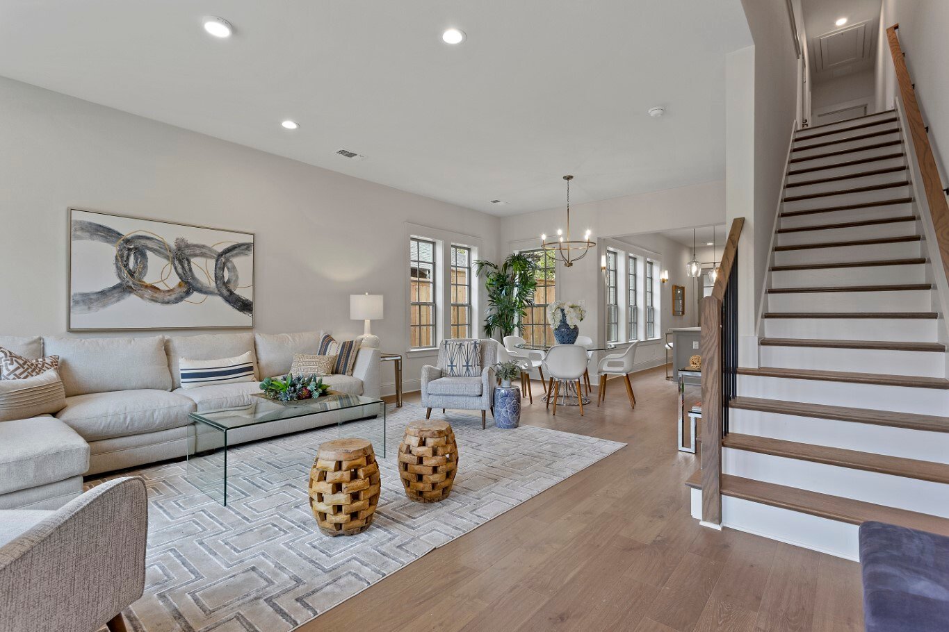 Town Home Foyer with stair and staging